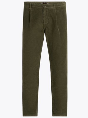 Cordhose mit Bundfalte und Stretchanteil, Relaxed Tapered Fit