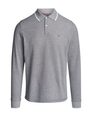 Langarm-Poloshirt in Stretch-Qualität und Logo-Stickerei