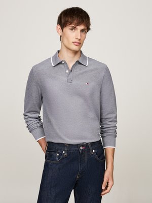 Langarm-Poloshirt in Stretch-Qualität und Logo-Stickerei