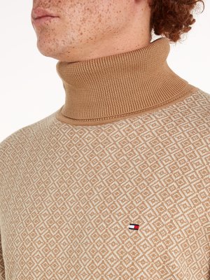 Rollkragenpullover mit Fairisle-Muster und Logo-Stickerei