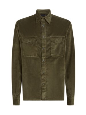 Overshirt in Cord-Qualität mit Logo-Stickerei, Relaxed Fit