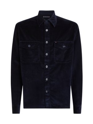 Overshirt in Cord-Qualität mit Logo-Stickerei, Relaxed Fit