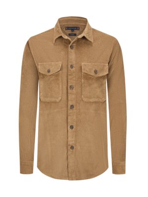 Overshirt in Cord-Qualität mit Logo-Stickerei, Relaxed Fit