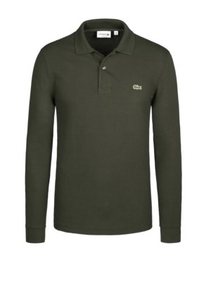 Langarm Poloshirt mit Krokodil-Aufnäher, Classic Fit