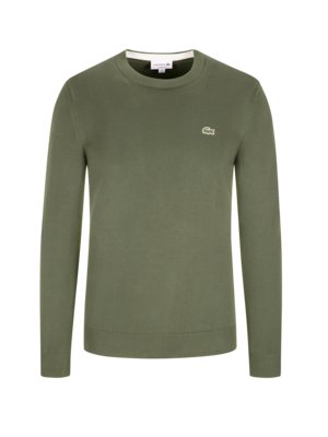 Feinstrick-Pullover mit Logo-Aufnäher, Regular Fit