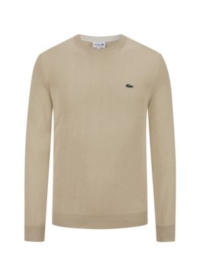 Feinstrick-Pullover mit Logo-Aufnäher, Regular Fit