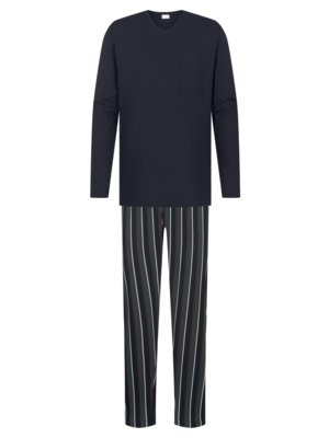 Langer Pyjama Dark Stripe aus Baumwolle 