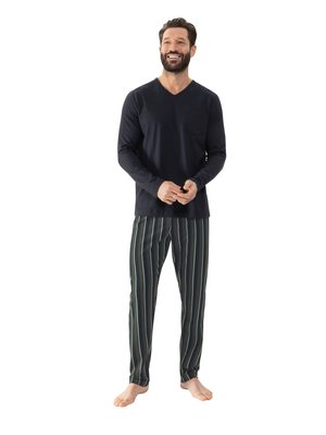 Langer Pyjama Dark Stripe aus Baumwolle 