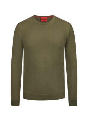 Leichter Pullover aus Schurwolle mit O-Neck