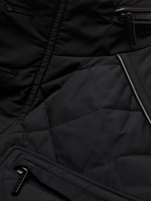 Wattiertes Fieldjacket mit Rautensteppmuster und Leder-Details