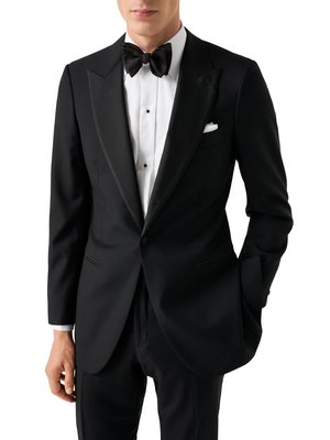 Smokinghemd mit fein gestreiftem Brustplastron, Slim