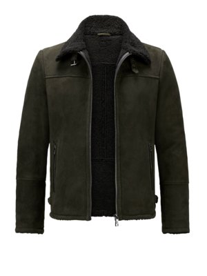 Kurze Lederjacke aus Ziegenvelours