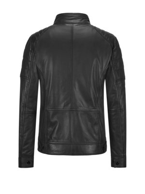 Bikerjacke aus weichem Lammnappaleder mit leichter Wattierung