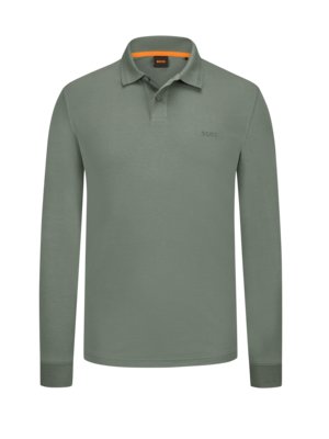 Langarm-Poloshirt mit Label-Stickerei