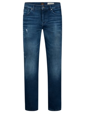 Soft Motion Stretch-Jeans mit Distressed-Details, Slim Tapper