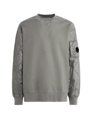 Sweatshirt mit gesteppten Ärmeln in Kontrastmaterial