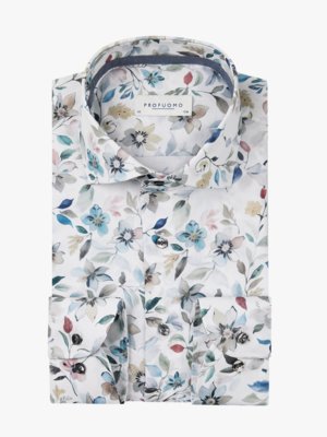 Hemd aus Baumwolltwill mit floralem Allover-Print, Slim Fit