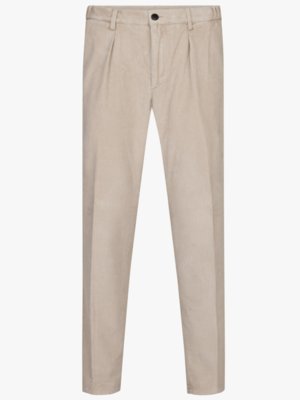 Cordhose mit Stretchanteil und Bundfalte, Relaxed Fit