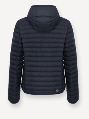 Gesteppte Daunenjacke mit Kapuze und gummiertem Label-Emblem