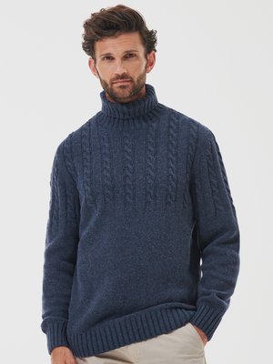 Rollkragenpullover aus einem Wollgemisch mit Zopfmuster