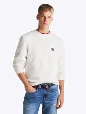 Weicher Pullover im Waffelstrick mit Logo-Stickerei