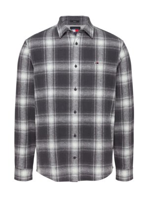 Leichtes-Flannelhemd-mit-Glencheck-Muster,-Regular-Fit