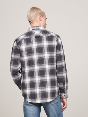 Leichtes-Flannelhemd-mit-Glencheck-Muster,-Regular-Fit