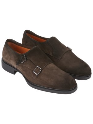 Leichte Double Monk-Schuhe aus Veloursleder