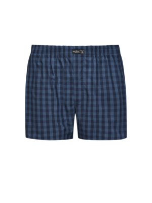 Bequeme Boxershorts mit Karo-Muster und Logo-Aufnäher