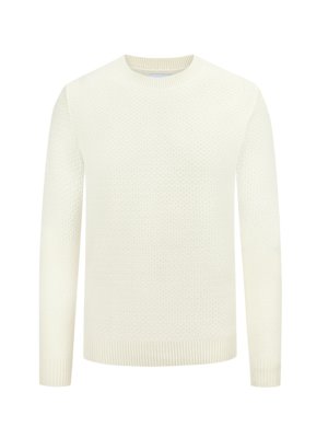 Kaschmirpullover in Strukturstrick mit O-Neck