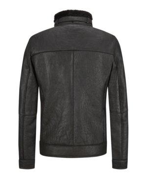 Genarbte Lammfelljacke im Biker-Stil