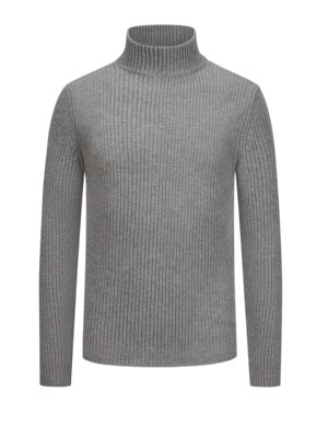 Softer Merino-Pullover in Rippstrick mit Turtleneck