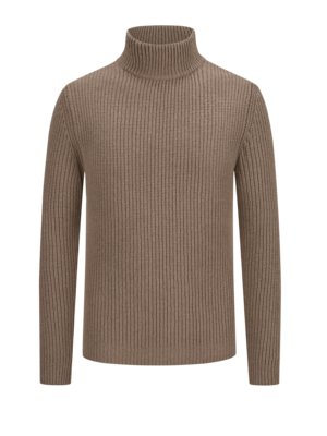 Softer Merino-Pullover in Rippstrick mit Turtleneck