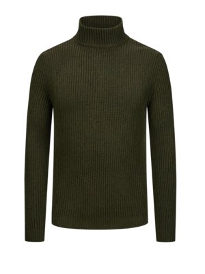 Softer Merino-Pullover in Rippstrick mit Turtleneck