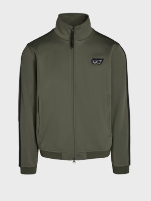 Sweatjacke mit aufgesetzten Streifen und Logo-Patch