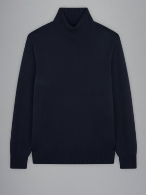 Rollkragenpullover aus Schurwolle mit Label-Schriftzug