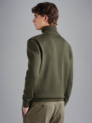 Rollkragenpullover aus Schurwolle mit Label-Schriftzug