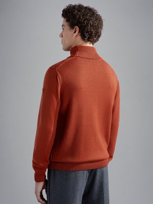 Rollkragenpullover aus Schurwolle mit Label-Schriftzug