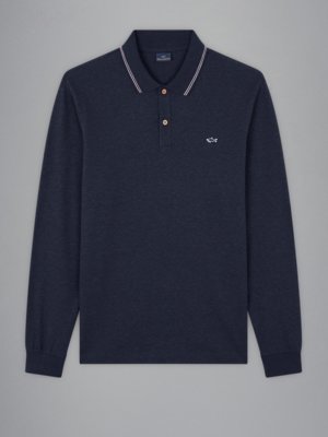 Langarm-Poloshirt mit Logo-Applikation