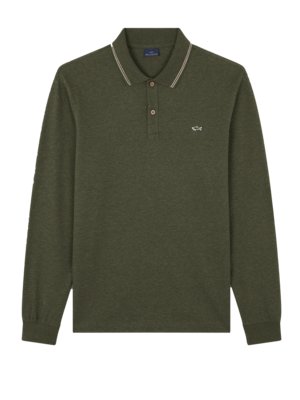 Langarm-Poloshirt mit Logo-Applikation