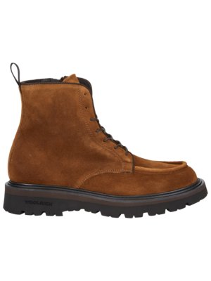 Stiefel aus Veloursleder in Norweger-Form und Profilsohle