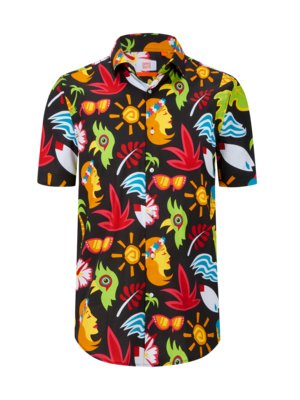 Kurzarmhemd Tropical Thunder mit Hawaii-Muster, Tailored Fit