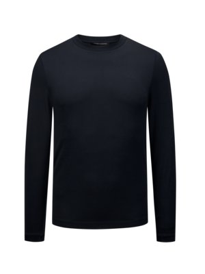 Unifarbenes Longsleeve mit halsnahem O-Neck