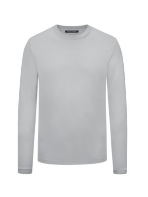 Unifarbenes Longsleeve mit halsnahem O-Neck