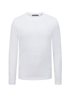 Unifarbenes Longsleeve mit halsnahem O-Neck