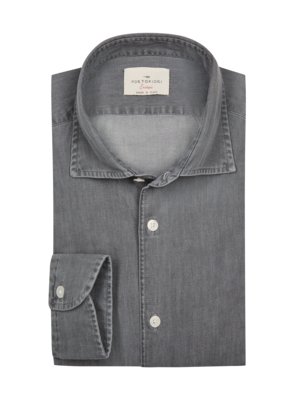 Denim-Hemd in Pinpoint-Qualität und Washed-Optik 