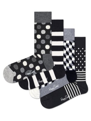 4er Pack Socken mit verschiedenen Motiven und Stretchanteil