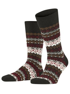 Wadenhohe Socken mit Inka-Muster und Kaschmiranteil