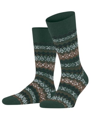 Wadenhohe Socken mit Inka-Muster und Kaschmiranteil