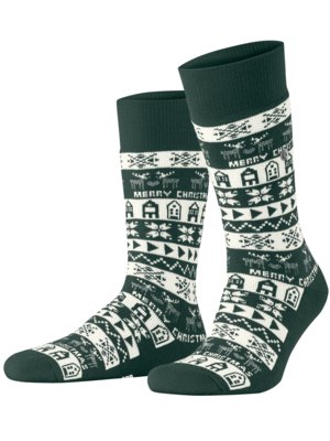 Socken mit Weihnachtsmotiven aus einer Schurwollmischung